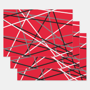 Cool Striped Guitar Red Gray White Black Wrapping Paper Sheets