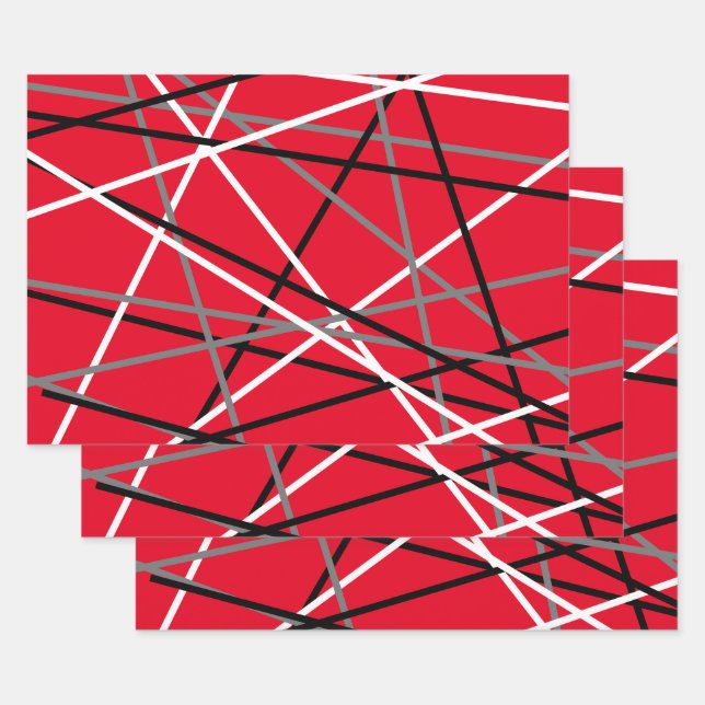 Cool Striped Guitar Red Gray White Black  Wrapping Paper Sheets (Set)