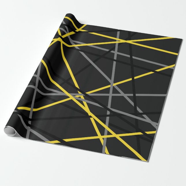 Cool Striped Guitar Yellow Gray Black  Wrapping Paper (Unrolled)