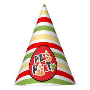 cool striped pizza party party hat
