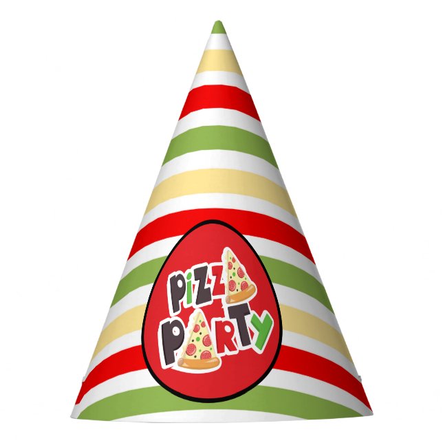 cool striped pizza party party hat (Front)