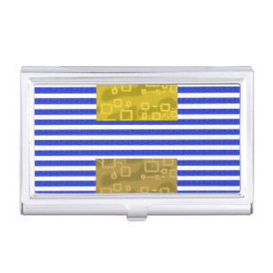 Cool Stripes Blue Gold Geometric Business Card Case