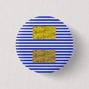 Cool Stripes Blue Gold Geometric  Button