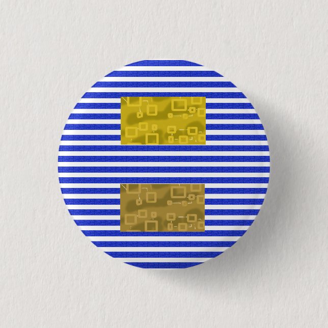 Cool Stripes Blue Gold Geometric  Button (Front)