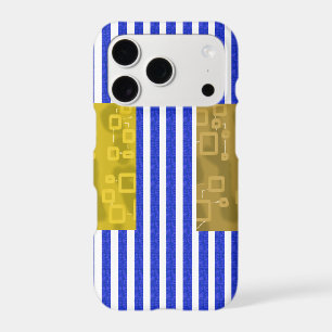 Cool Stripes Blue Gold Geometric  iPhone 17 Pro Case