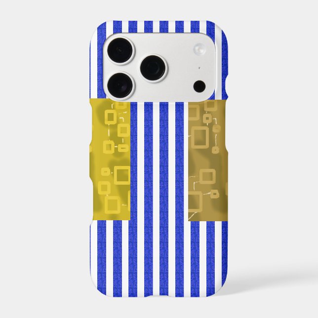 Cool Stripes Blue Gold Geometric  Case-Mate iPhone Case (Back)