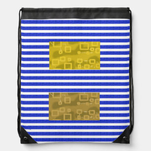 Cool Stripes Blue Gold Geometric  Drawstring Bag