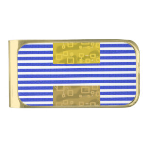 Cool Stripes Blue Gold Geometric  Finish Money Clip