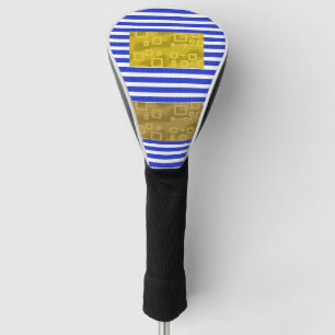 Cool Stripes Blue Gold Geometric  Golf Head Cover