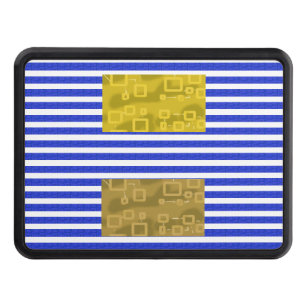 Cool Stripes Blue Gold Geometric  Hitch Cover