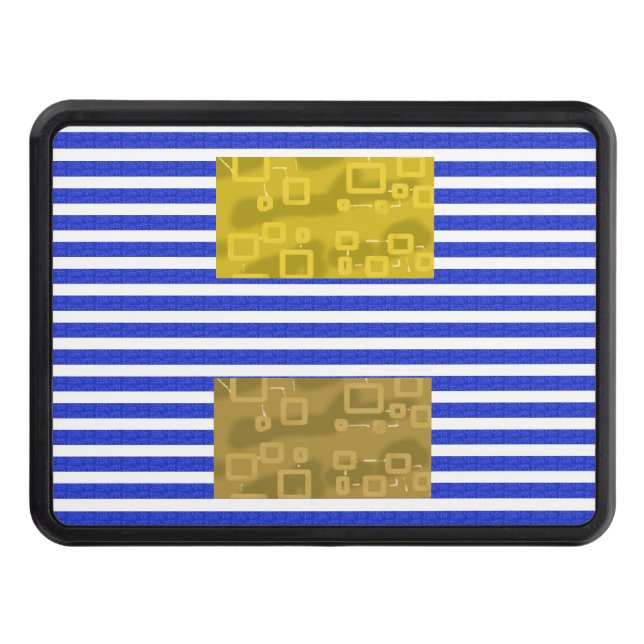 Cool Stripes Blue Gold Geometric  Hitch Cover (Front)