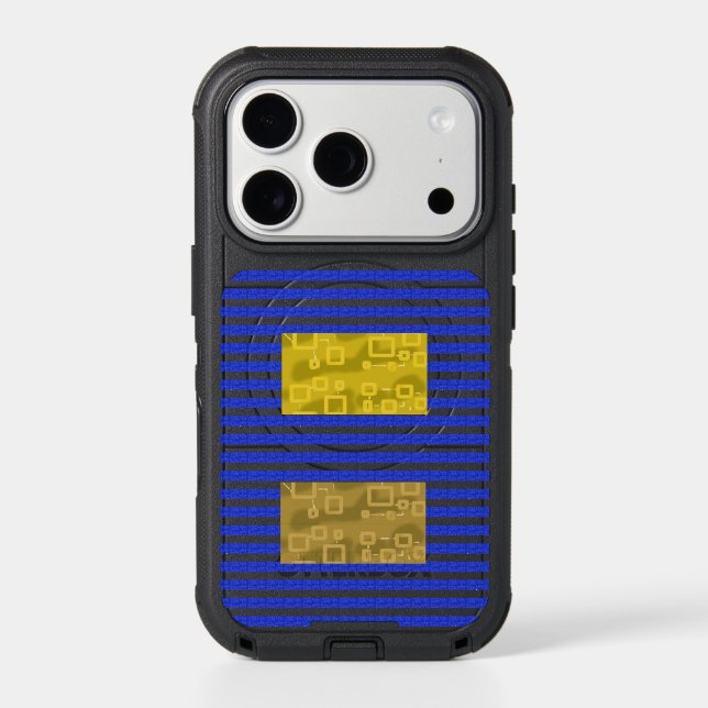Cool Stripes Blue Gold Geometric  Otterbox iPhone Case (Back)
