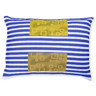 Cool Stripes Blue Gold Geometric Pet Bed