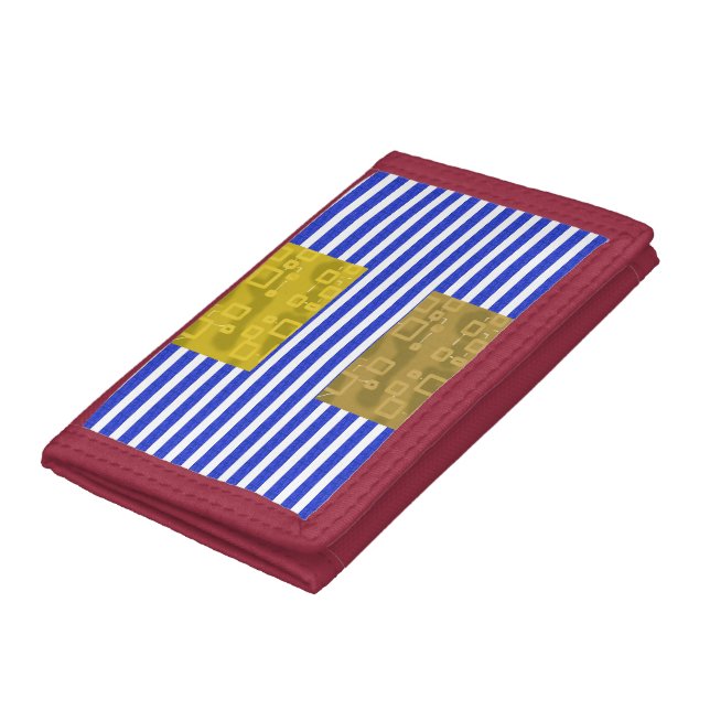 Cool Stripes Blue Gold Geometric  Trifold Wallet (Bottom)