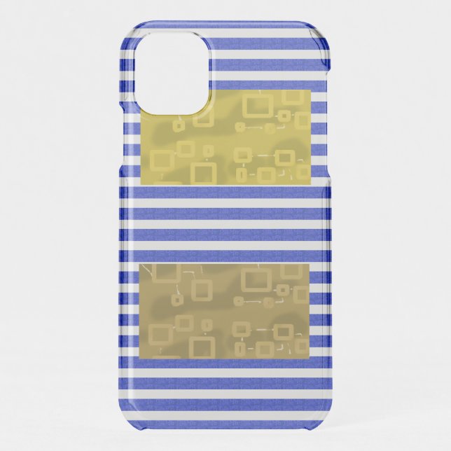 Cool Stripes Blue Gold Geometric  Uncommon iPhone Case (Back)