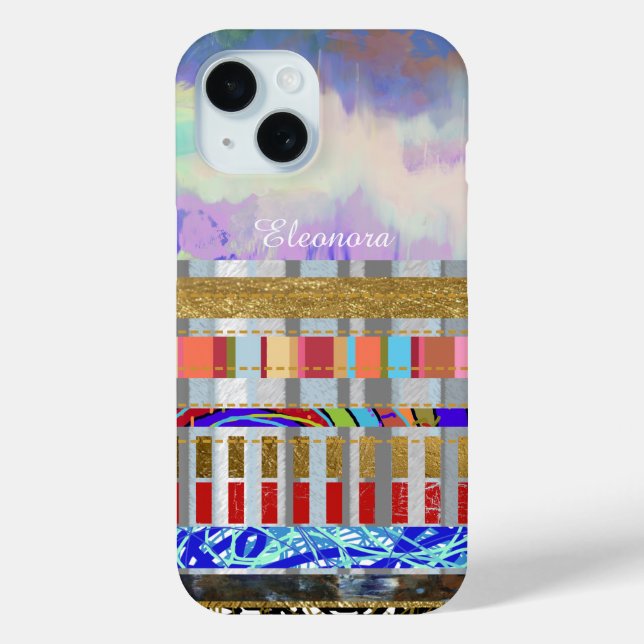 Cool Stripes Pattern With Name Case-Mate iPhone Case (Back)