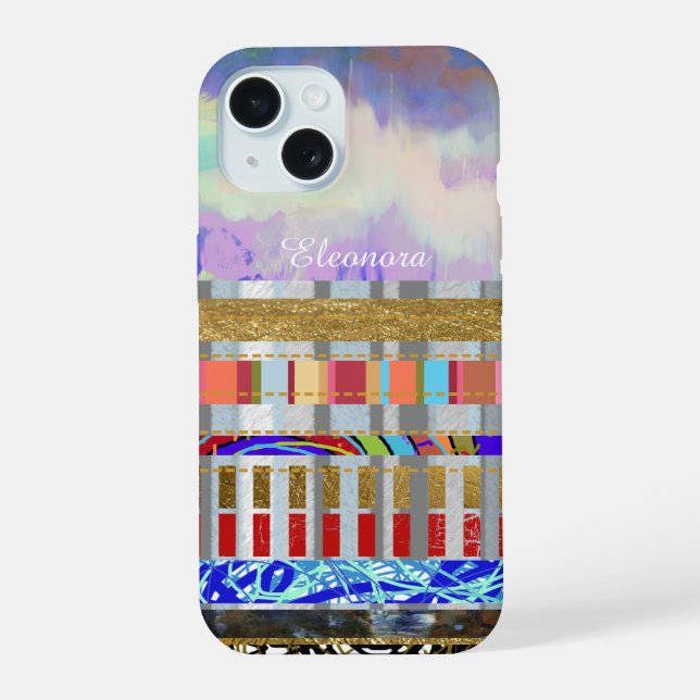 Cool Stripes Pattern With Name Iphone Case (Back)