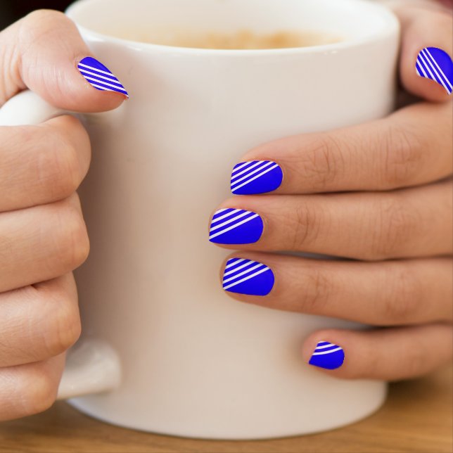 Cool Stripes Royal Blue Minx Nail Art (Insitu - Mug)