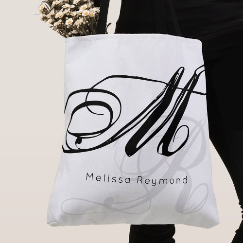 cool style all_over_print monogram white tote bag