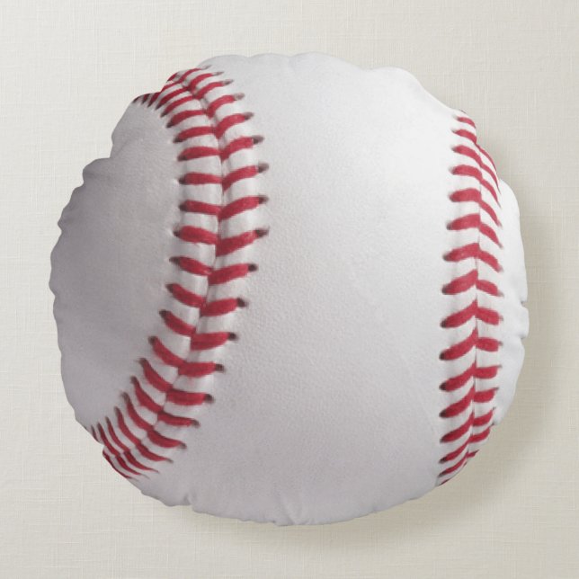 Cool Stylish Baseball Sport Ball Texture Pattern Round Pillow (Front)