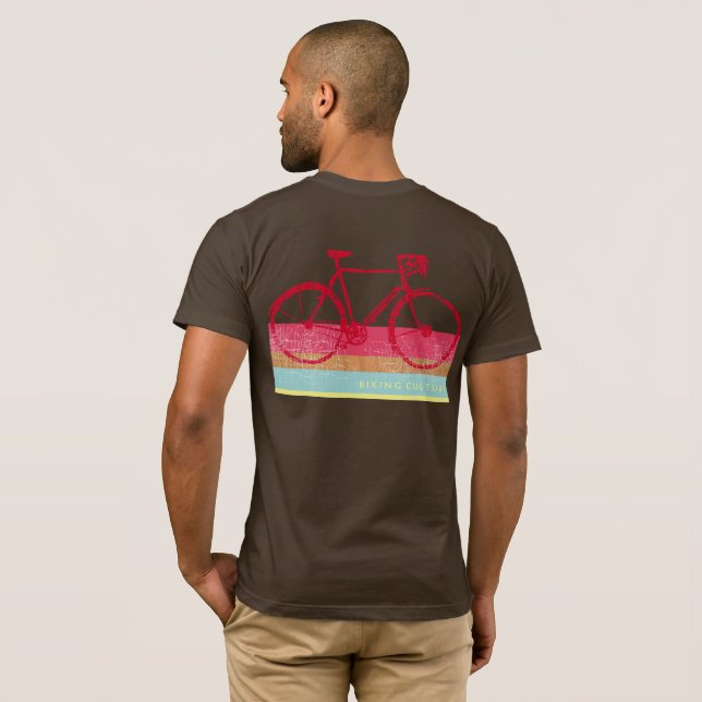 cool & stylish, biking inspired, red bicycle T-Shirt (Back Full)