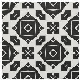 Cool Stylish Black and White Geometric Pattern Fabric
