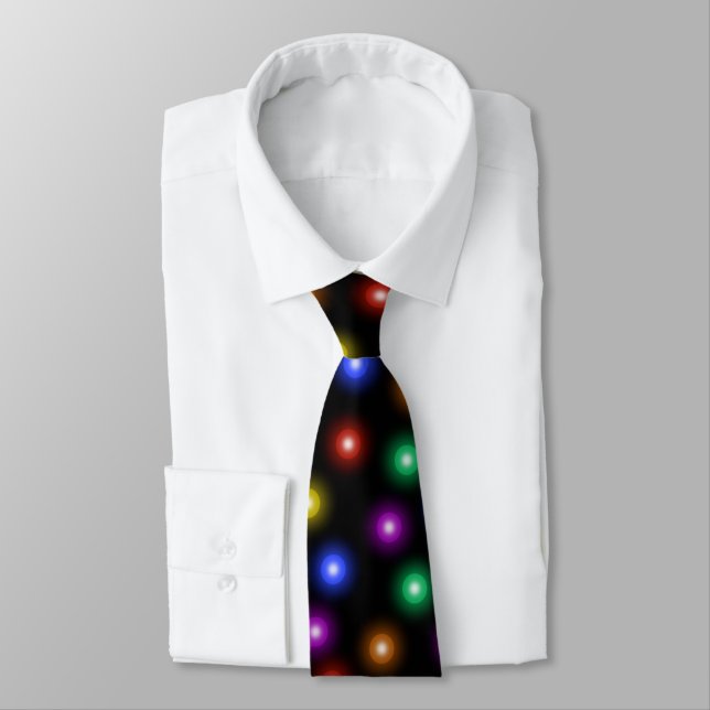 Cool Stylish Christmas Lights Pattern Illustration Neck Tie (Tied)