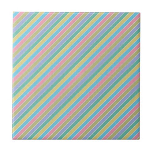 Cool Stylish Colorful Diagonal Striped Ceramic Tile