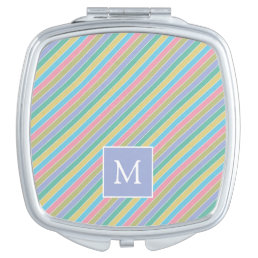 Cool Stylish Colorful Diagonal Striped Monogram Compact Mirror