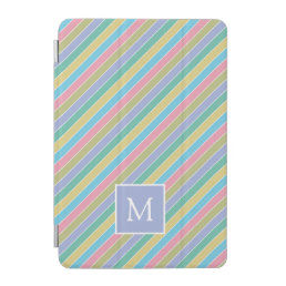 Cool Stylish Colorful Diagonal Striped Monogram iPad Mini Cover