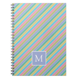 Cool Stylish Colorful Diagonal Striped Monogram Notebook