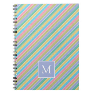 Cool Stylish Colorful Diagonal Striped Monogram Notebook