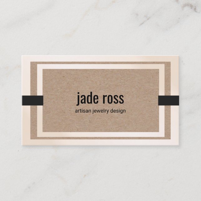 Cool Stylish Geometric Border Kraft Business Card (Front)