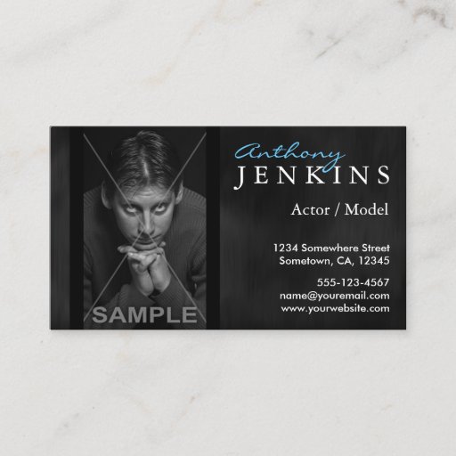 Customizable Headshot Black Velvet Backdrop Actor Business Card