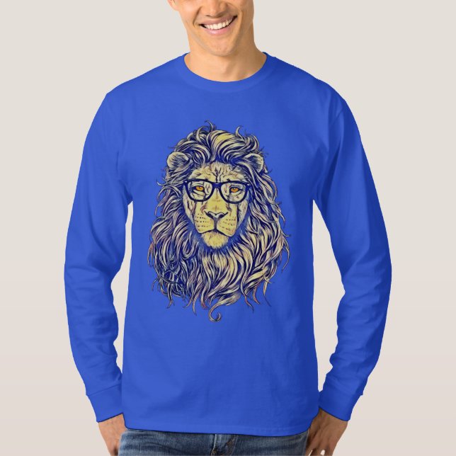 Cool Stylish Hipster Lion T-Shirt (Front)