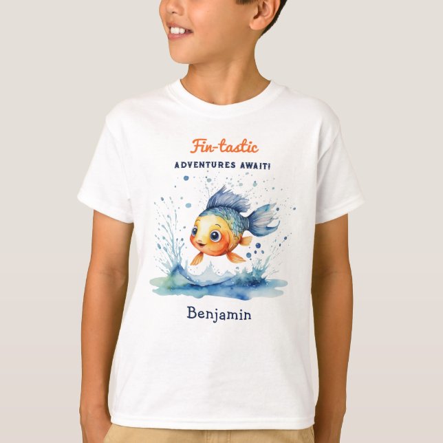 Cool Stylish Jumping Fish Personalized T-Shirt (Front)