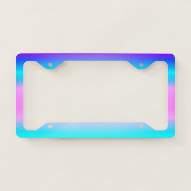 Cool Stylish Modern Ombre Holographic License Plate Frame (Front)