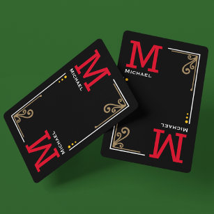 Cool Stylish Player Initials - Personalized Black Playing Cards
