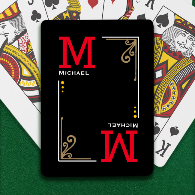 cool stylish player initials - personalized black playing cards