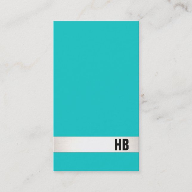 Cool Stylish Professional Monogram Turquoise Blue Business Card (Front)