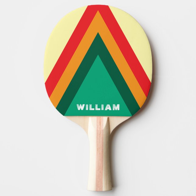 Cool Stylish Retro Stripes Personalised Ping Pong  Paddle (Front)