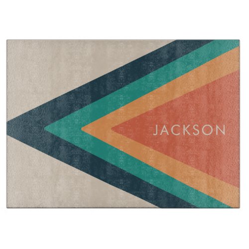 Cool Stylish Retro Stripes Personalized  Cutting Board