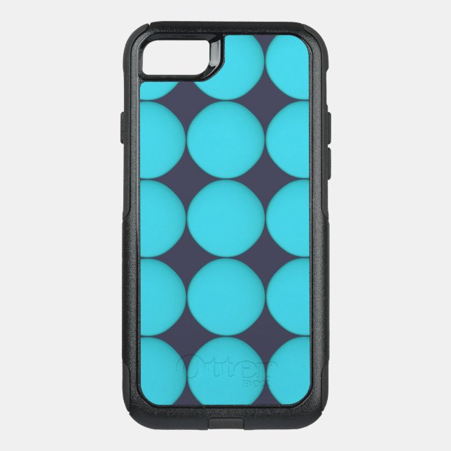 Cool Stylish Teal Blue Polka Dots Otterbox iPhone Case (Back)