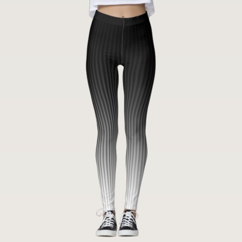 COOL Stylish Trendy Gradient Black  White Stripes Leggings