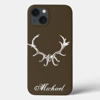 Cool Stylish White Hunting Deer Antler Retro Stag Iphone 13 Case by camcguire at Zazzle