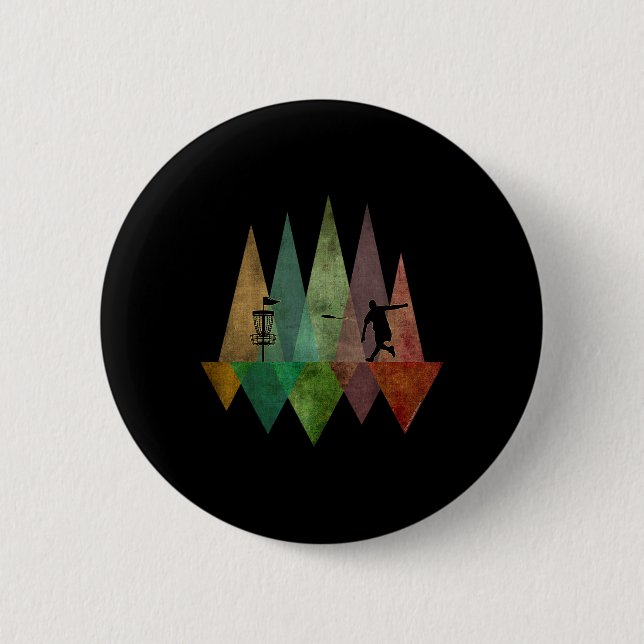 Cool Stylized Geometric Disc Golf  Button (Front)
