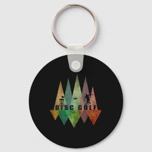 Cool Stylized Geometric Disc Golf Sket And Disc Di Keychain