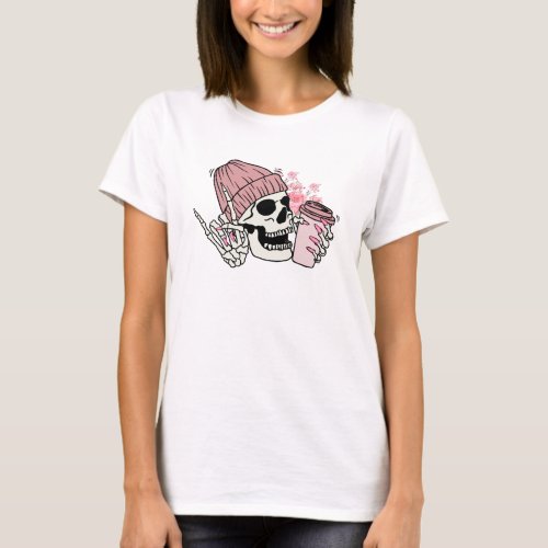 Cool Sugar Skull Black White Image Womens Day Of  T_Shirt