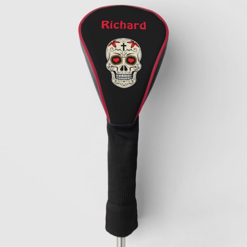 Cool Sugar Skull Human Skeleton Head Golf Head Cover