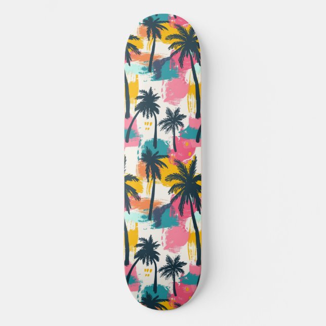 Cool Summer Beach Palm Designed Skateboard (Front)